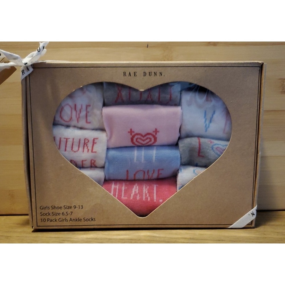 New Rae Dunn Girls Ankle Socks Pack of 10 Sock‎ Size 6.5-7 Shoe 9-13 Multicolor